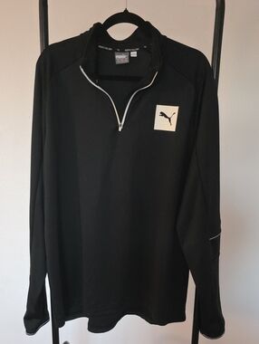 Puma Black Quarter-Zip Pullover with White Logo Patch